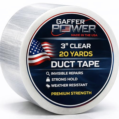 Gaffer Power Clear Repair Tape 3” x 20 Yards – Transparent Waterproof Duct Tape for Large Repairs, Sealing & Patching – Heavy Duty, Weather Resistant - size: 3 Inch x 20 Yards