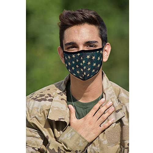Pack 3 Five-pointed Star Camo Face Mask - Inner White Cotton - Unisex Adult Fashion Face Covering, Reusable, Dust Proof, Washable for Men Women Adult Teenager - color: 3 Pcs Stars Camo