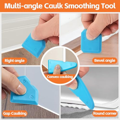 4 in 1 Caulking Tool Kit, Multi-Function Caulk Remover Tool, Grout Removal Tool, Silicone Sealant Cleaner for Bathroom, Shower, Tile, Window, Household Caulk Kit(Orange) - color: Orange