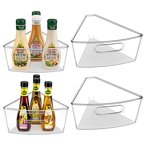 JEISSLIA Lazy Susan Cabinet Organizer Bins for 26"/ 28"/ 32" Diameter Corner Organizer, Plastic Cabinet Storage Bin, 1/8 Wedge - Food Safe, BPA Free, with Non-Slip Pads (for 28" Diameter, 4 Pack) - size: For 28" Lazy Susan- 4 Pack