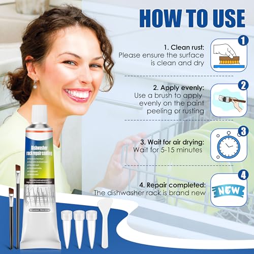 3.4oz Dishwasher Rack Repair Coating, Grey Dishwasher Vinyl Rack Rust Touch Up Paint Kit, Insulation and Waterproof, High and Low Temperature Resistant - color: Grey, size: 3.4 Ounce (Pack of 1)