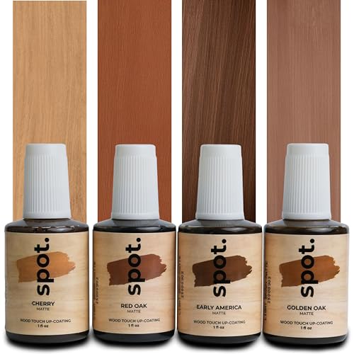 Light Brown Wood Stain Repair Kit, Brush-On Touch-Up Stain Bottles, Golden Oak, Early America, Cherry, Red Oak, Interior and Exterior Wood, 4 fl oz Total by spot. - color: Light Brown