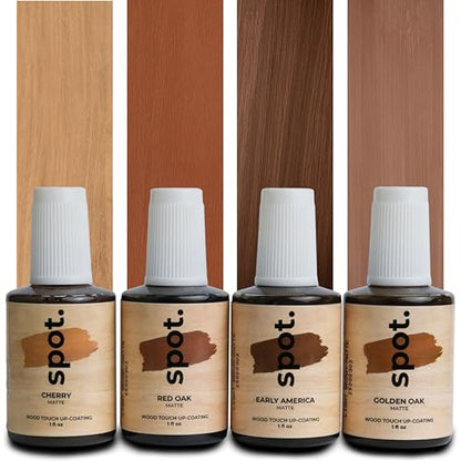 Light Brown Wood Stain Repair Kit, Brush-On Touch-Up Stain Bottles, Golden Oak, Early America, Cherry, Red Oak, Interior and Exterior Wood, 4 fl oz Total by spot. - color: Light Brown