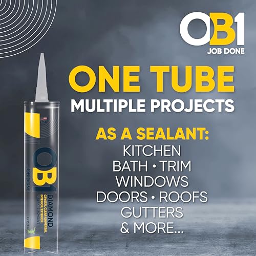 OB1 Universal Caulk Sealant & Adhesive Diamond Crystal Clear 10.1oz | Professional Grade Premium All-in-One Advanced Hybrid | Internal & External | Water Shrink Crack UV & Fade Resistant | 1 Cartridge - color: Clear, size: 10.1oz