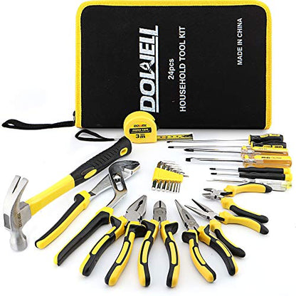 DOWELL 24 Pieces Homeowner Tool Set, Home Repair Hand Tool Kit with Portable Tool Bag - size: 24PCS