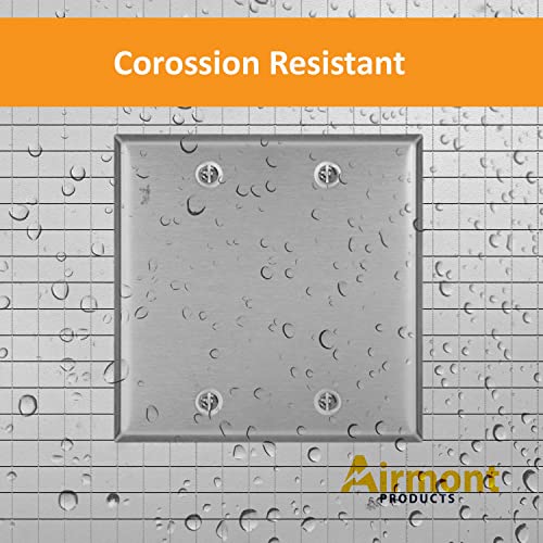 AP-10412, Stainless Steel Blank Wall Plate, 2 Gang Standard Size 4.50" x 4.57" Corrosion and Heat Resistant, Unbreakable Metal, Silver, Cover Unused Electrical Sockets or Switch Holes - size: 2 Gang