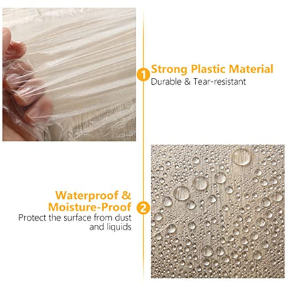 4 Rolls 10 x 66 Feet Plastic Sheeting, Painters Plastic Drop Cloths for Painting, Pre-Taped Masking Film Tape and Drape for Automotive Painting Covering, Furniture Floor Dustproof Cover - size: 10 x 66 feet