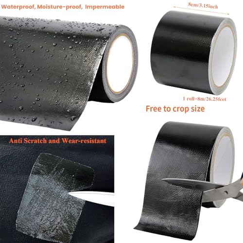 Waterproof Tape Heavy Duty, Tear Resistant Adhesive Tape for Outdoor Repair, Strong Duct Tape for Canvas, Tarp, Tent, Boat Cover, Awning, Vinyl, Plastic - All Weather UV Resistant Patch Kit, Black - color: Black