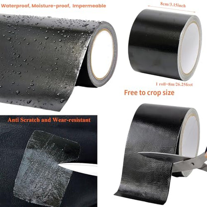 Waterproof Tape Heavy Duty, Tear Resistant Adhesive Tape for Outdoor Repair, Strong Duct Tape for Canvas, Tarp, Tent, Boat Cover, Awning, Vinyl, Plastic - All Weather UV Resistant Patch Kit, Black - color: Black