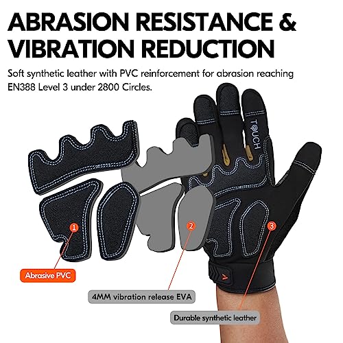 Vgo... Cut Resistant Gloves, Cutproof Leather Work Gloves Men Women,EN388 level E, ANSI level A5,Touchscreen,Mechanics Gloves - color: 1 Pair -Black, size: X-Large(1 Pair)