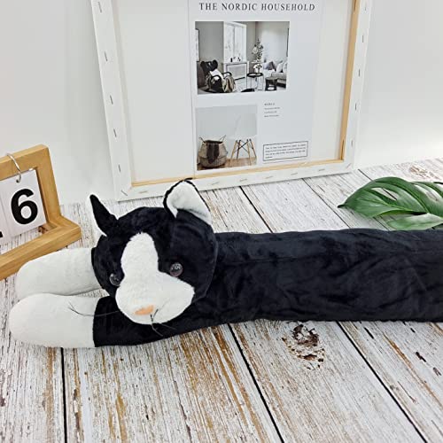 Animal Fabric Under Door Draft Stopper Weather Stripping Sound Proof Bottom Seal Heavy Duty Reduce Noice (Cat)