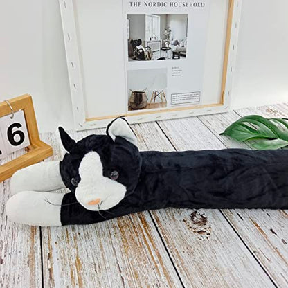 Animal Fabric Under Door Draft Stopper Weather Stripping Sound Proof Bottom Seal Heavy Duty Reduce Noice (Cat)