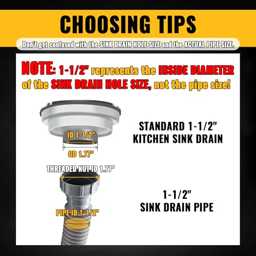 VIVIDA Sink Drain Pipe P Trap 1-1/2", Expandable Flexible Drain Pipe, 11"-31.5" Sink P Trap Kit for Kitchen, Bathroom, Restroom, 1-1/4" Adapter Included, Gray, 1 PACK - color: Gray, size: 11" to 31.5"
