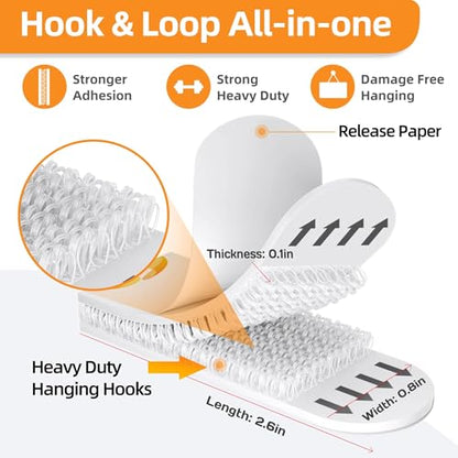 SummerBrite Picture Hanging Strips 40 Strips, Damage Free Removal, Wall Poster Picture Hangers Without Nails, Sticky Hook & Loop Adhesive Strips for Poster/Picture/Home/Office, 20 Pairs/Medium, White - size: Medium 20 Pairs, style: White