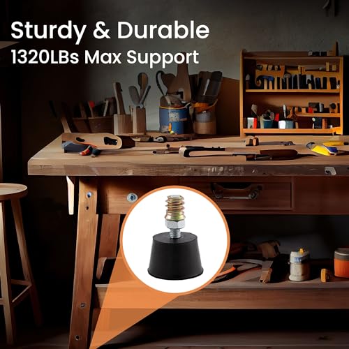 NEWBYTEK M6 Thread Rubber Furniture Leveling Feet Screw in Threaded Furniture Levelers Adjustable Table Chair Levelers Feet Glides for Chairs Tables Cabinet Patio - 8 Pack - size: M6 Thread,8 Pack