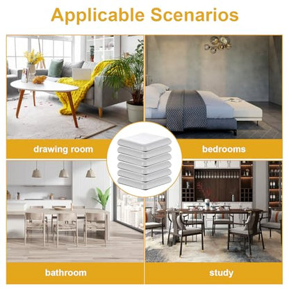 12Pcs Furniture Sliders, 1.5 Inches Self-Adhesive Furniture Sliders Pads, Square Reusable Furniture Moving Glides Sliders for Carpet Hardwood Floors Heavy Sofa Chair Table Couch Cabinet Fridge