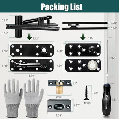 Hidden Door Hinge 573lbs Load-Bearing, Thickened Solid Stainless Steel Heavy Duty Pivot Hinge for Secret Door, Hardware Swinging Pivot Hinge 360° Rotation Invisible Bookcase Door Hinges Hardware Kit