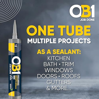 OB1 Universal Caulk Sealant & Adhesive Gray 10.1oz | Professional Grade Premium All-in-One Advanced Hybrid 3-in1 | Water Resistant Internal & External | Shrink Crack UV & Fade Resistant | 1 Cartridge - color: Gray, size: 10.1oz