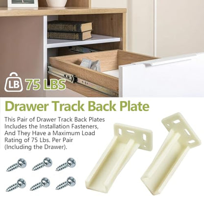 2 Pair Drawer Side Track Brackets, Face Frame Sockets for Drawer Slides, Plastic Cabinet Pull Out Shelf Slides Hardware Bottom Mount, Fits 0.86 Inch Drawer Slide, C-Shaped