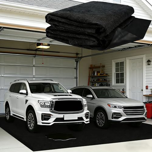 8'10" x 22' Extra Large Garage Floor Mat (Fits Full-Size Trucks) – Oil Absorbent Felt Top with Waterproof PE Backing, Non-Slip Heavy Duty Mat for SUV & RV & Workshop – Trimmable, Leak-Proof - color: Black, size: 8'10" X 22'