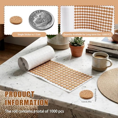 1000 Pack 3/8 Inch Self Adhesive Felt Furniture Pads – Round Bumpers 1/8" Thick for Cabinet Doors, Chair Legs, Drawers – Floor Protectors for Hardwood, Tile & Laminate – Quiet, Scratch Prevention