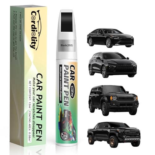 Black(202) Touch Up Paint Pen for Toyota,Car Paint Scratch Repair Pen Quick and Easy Fix Auto Paint Scratch - color: Black(202)for All Models