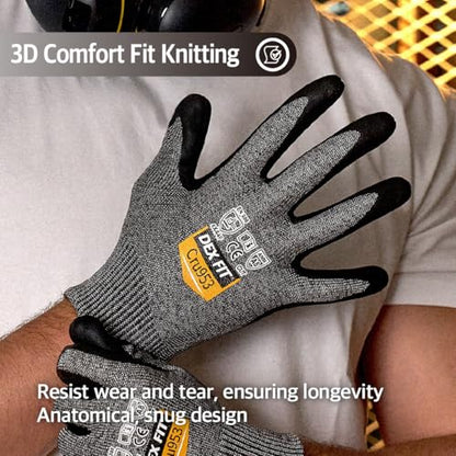 DEX FIT Level A8 Steel Cut Resistant Gloves Cru953, 3D-Comfort Stretchy Fit, Power Grip, Thin, Touch-Screen Compatible, Durable, Machine Washable; Steel Blue L 1 Pair - color: A8 Blue, size: Large