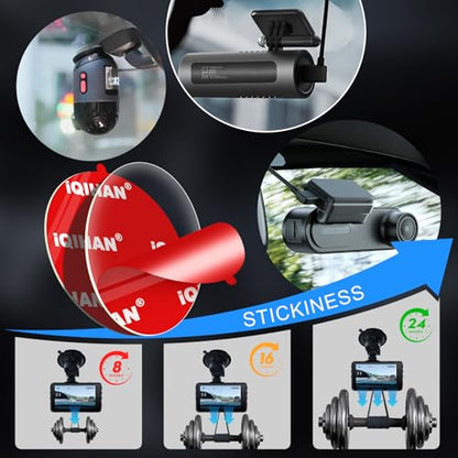 Adhesive Sticky Pads for Dash Cam Mount, 4Pcs Double-Sided Dashcam Mounting Tape, Heat-Resistant Heavy Duty Transparent Sticker Tape Replacement for Car Camera GPS Windshield Windscreen Dashboard - size: 2.2" / 56mm