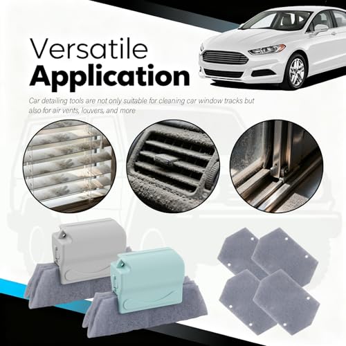 2PCS Car Magic Window Track Cleaner,2026 New Detachable Window Sill Cleaner Tool with Non-Slip Handle,Windows Groove Cleaning Brush as Car Cleaning Supplies for Air Vents/Door Tracks