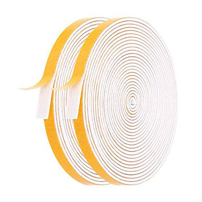 Door Weather Stripping-2 Rolls, 1/4 Inch Wide X 1/16 Inch Thick Total 26 Feet Long, Adhesive Soundproof Foam Seal Tape for Windows and Doors(13ft x 2 Rolls) - size: 1/4" (W) x 1/16" (T) x 26' (L)