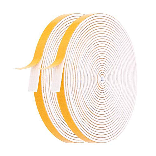 Door Weather Stripping-2 Rolls, 1/4 Inch Wide X 1/16 Inch Thick Total 26 Feet Long, Adhesive Soundproof Foam Seal Tape for Windows and Doors(13ft x 2 Rolls) - size: 1/4" (W) x 1/16" (T) x 26' (L)