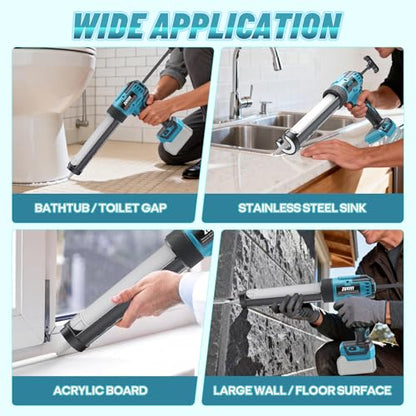 Cordless Caulking Gun for Makita 18v Battery(No Battery), Electric Caulk Gun w/17Pcs Caulking Finisher Kit, 6-Speed, LED Light, Auto Retract, 10OZ Caulk Gun for Filling, Sealing, Repair