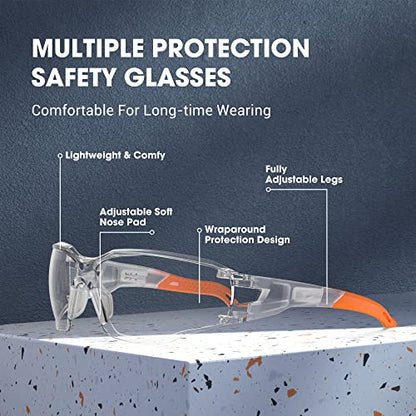 Safety Glasses Anti-Fog Lens,Adjustable Frames Eye Protection Goggles For Men Women - color: Orange
