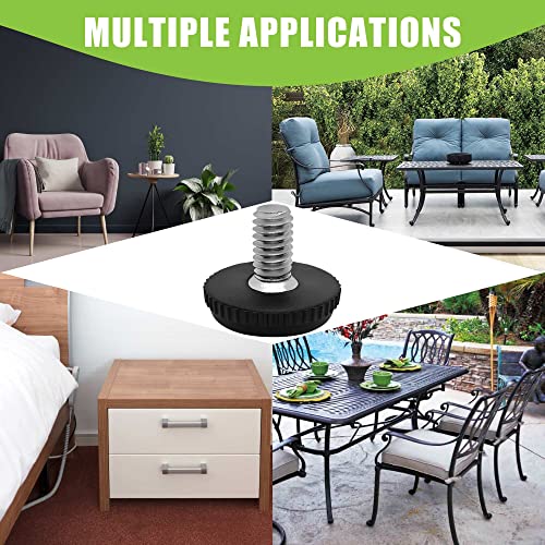 Project Patio 5/16-18 Stainless Steel Adjustable Furniture Levelers and Threaded Screw-in Leveling Feet Glides for Table and Chair Legs - 24-Pack