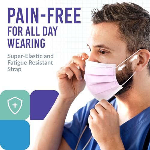 Medtecs Face Mask Disposable – Available in 50 & 2,000 pcs – ASTM Level 1, 3-Ply Breathable, Soft Fit – Adult Size – Ideal for Commuting & Daily Wear - color: 09. Pink, size: Adult - 50PC