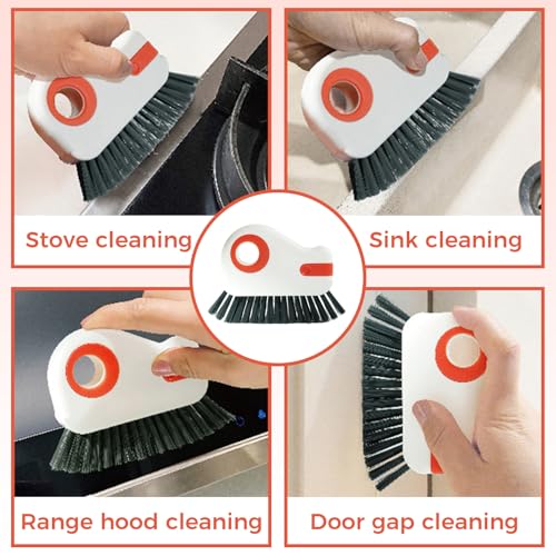 2 Sets Window Track Cleaner Tools, 2-in-1 Groove Cleaning Brush with Scraper & Dustpan, Hard Bristle Crevice Brush for Sliding Door, Window Sill, Shower Seal, Reusable Deep Cleaning Tools