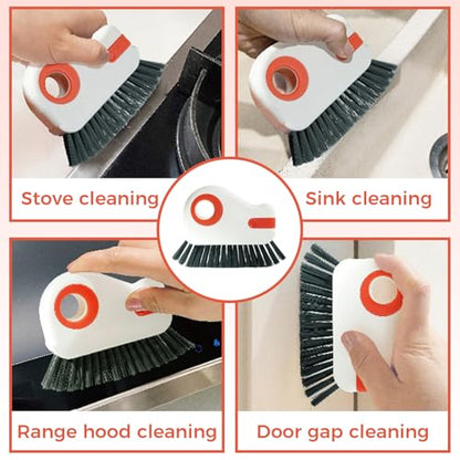 2 Sets Window Track Cleaner Tools, 2-in-1 Groove Cleaning Brush with Scraper & Dustpan, Hard Bristle Crevice Brush for Sliding Door, Window Sill, Shower Seal, Reusable Deep Cleaning Tools