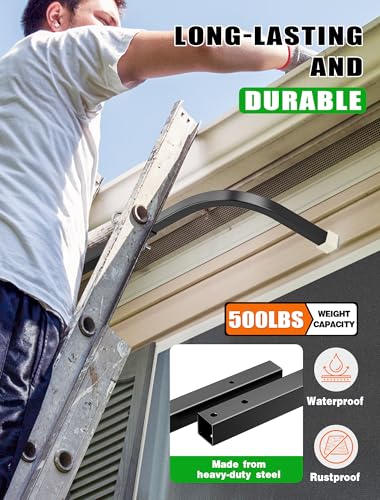 Ladder Stabilizer, Adjustable Ladder Standoff, Ladder Stabilizer for Roof Gutter Cleaning, Ladder Gutter Guard Accessories with White Anti-Slip Silicone Pad to Protect Wall