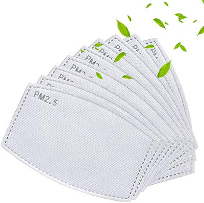 100 Pcs Activated Carbon PM2.5 Mask Filter Paper 5 Layers Replacement PM 2.5 Face Filter Insert
