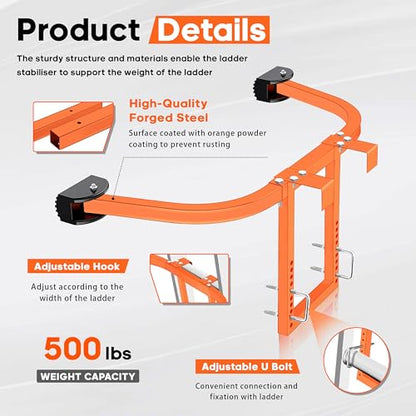 Ladder Stabilizer Accessory for Roof Gutter, roof Ladder stabilizer Easily attaches with U Bolt, Wing Span Wall Ladder Standoff, Stabilized Support, Sturdy and Durable, 500 lbs Weight Rating - size: Ladder Stabilizer Accessory for Roof Gutter