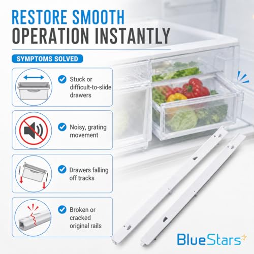 BlueStars 240530601(Left) & 240530701(Right) Refrigerator Pan Hangers, Drawer Slide Rail Replacement, Drawer Hanger – For Kenmore & Frigidaire Refrigerators – Replaces 240460401, 240460501
