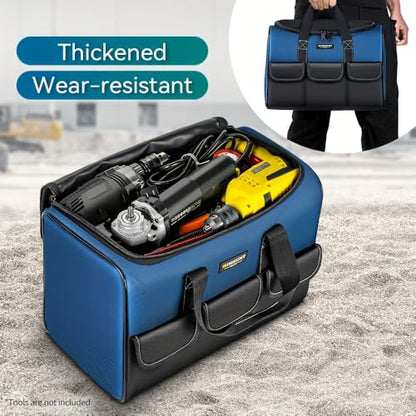 Heavy-Duty Tool Bag with Wide Mouth - Durable Polyester Material, Multiple Compartments and Pockets, No Assembly Required, for Tool Storage, Carrying and Organization