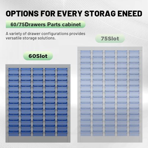 Yeeoy 60 Drawers Parts Cabinet, Bolt and Nut Tool Storage Cabinet, Steel Parts Organization Shelves with ABS Material Drawer & Labels for Tool Hardware Storage, Grey - size: 60 Drawers