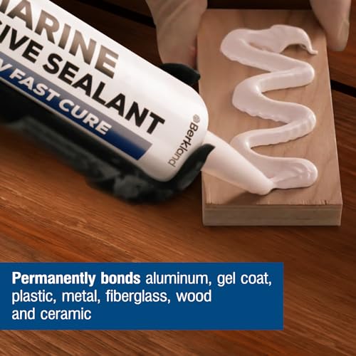 Marine Adhesive Sealant 5200 Fast Cure, 10 oz White — Permanent Watertight Bond Above & Below Waterline, UV Resistant Marine Caulk for Boats, Hulls, Decks & Fittings by Berkland, American Owned
