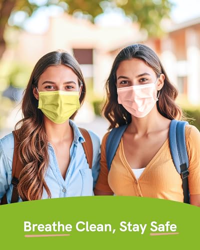 FriCARE Disposable Face Masks, 3-Ply ASTM Level 3 Medical Grade, FSA/HSA Eligible, Breathable & Comfortable for Allergy/Sun Protection, 50 Pack Pink - color: Pink