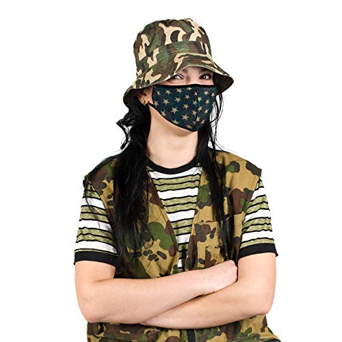 Pack 3 Five-pointed Star Camo Face Mask - Inner White Cotton - Unisex Adult Fashion Face Covering, Reusable, Dust Proof, Washable for Men Women Adult Teenager - color: 3 Pcs Stars Camo