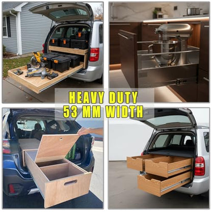 Heavy Duty Drawer Slides, 28 Inch, 300 lb Load Capacity, Side Mount, Full Extension, Ball Bearing, Locking Rails, Pair - size: 28 Inch, style: W 53 MM : 300 LB