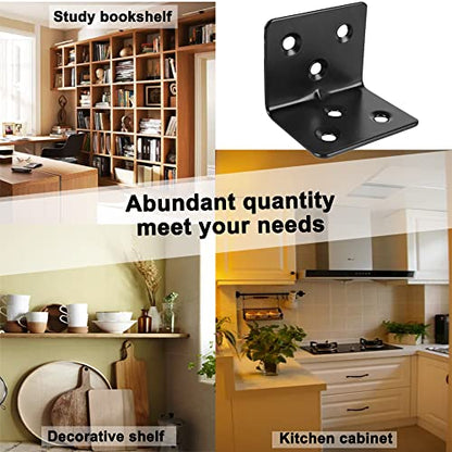 20PCS Corner Braces Heavy Duty Stainless Steel L Shape Brackets 1.2"x 1.2" x 1.5" (30x30x38mm),90 Degree Joint Right Angle L Bracket for Wood Shelves Cabinet Furniture - size: 1.2"x1.5"