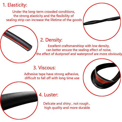 ESUPPORT 16ft 5M U Shape Car Door Moulding Rubber Scratch Protector Strip Edge Guard Trim Seal Transparent - color: Transparent