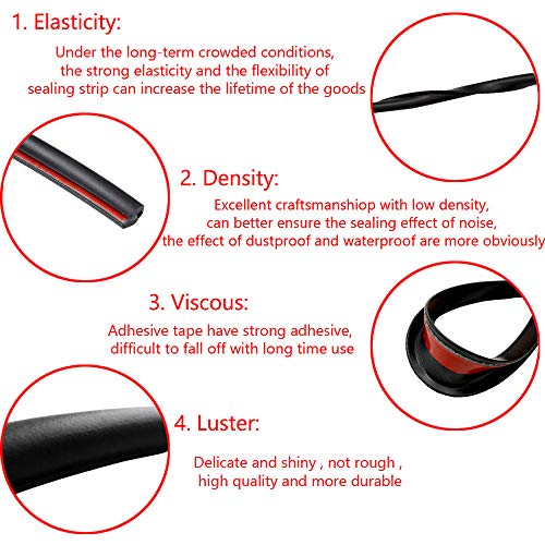 ESUPPORT 16ft 5M U Shape Car Door Moulding Rubber Scratch Protector Strip Edge Guard Trim Seal Red - color: Red